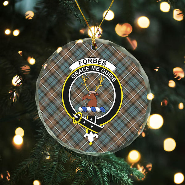 Forbes Weathered Clan Badge Tartan Glass Ornament