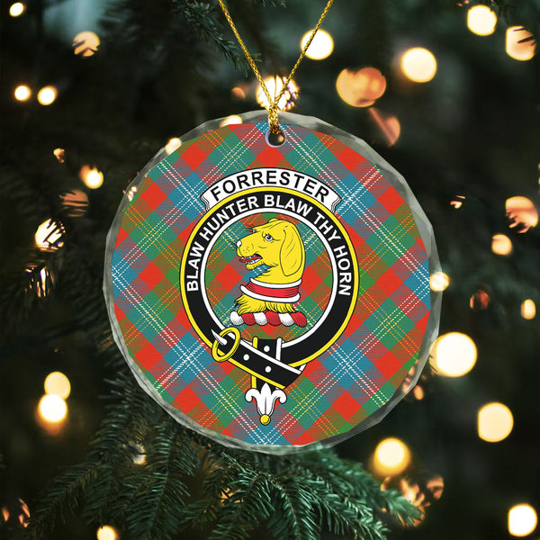 Forrester Ancient Clan Badge Tartan Glass Ornament
