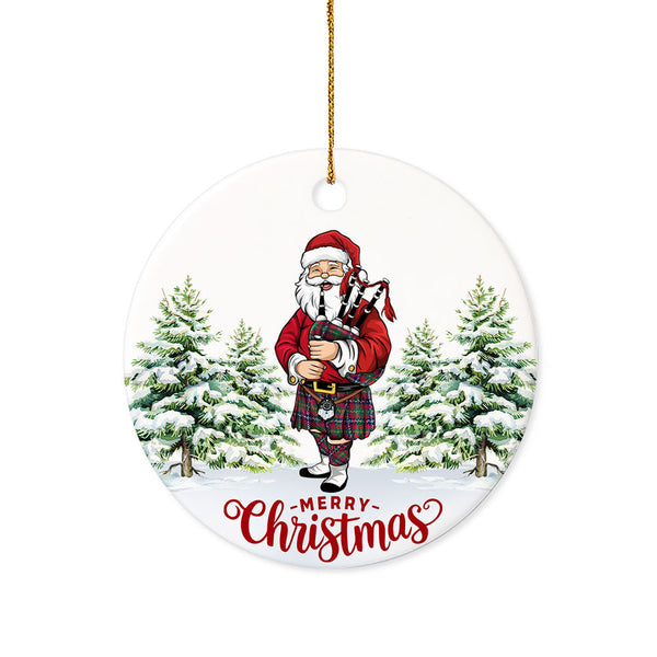 Forrester Modern Tartan Ceramic Ornament Santa