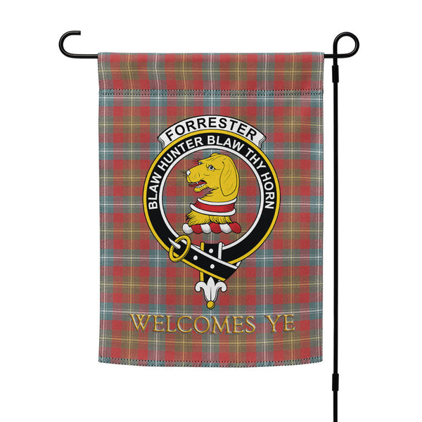 Forrester Weathered Clan Badge Tartan Garden Flag