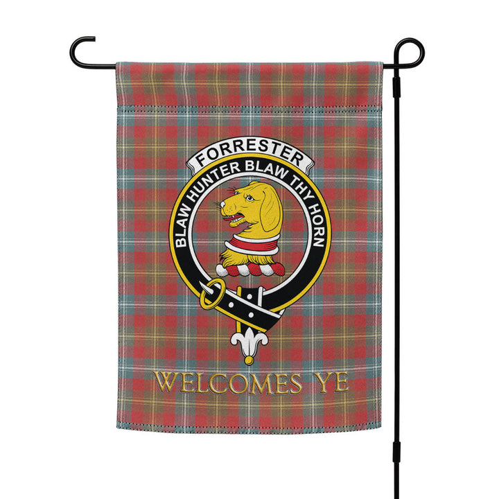 Forrester Weathered Clan Badge Tartan Garden Flag