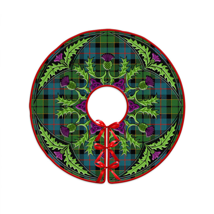 Forsyth Ancient Clan Badge Tartan Christmas Tree Skirt Scottish Thistle Design