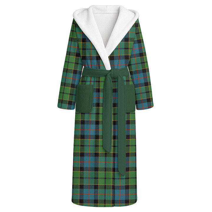 Forsyth Ancient Clan Badge Tartan Flannel Hooded Bathrobe