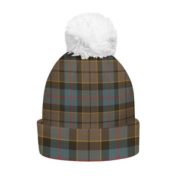 Forsyth Weathered Clan Badge Tartan Bobble Beanie Hat