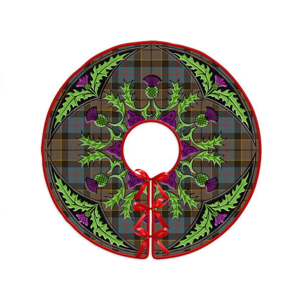 Forsyth Weathered Clan Badge Tartan Christmas Tree Skirt Scottish Thistle Design