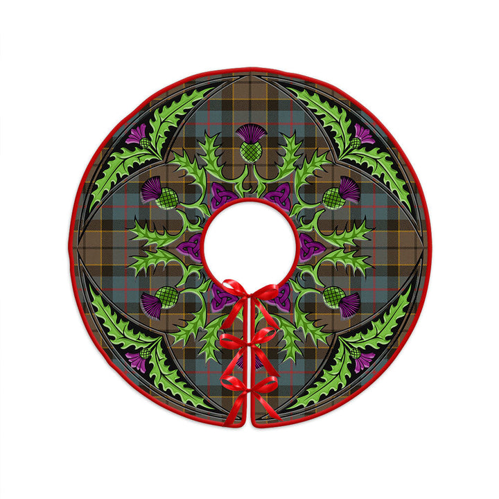 Forsyth Weathered Clan Badge Tartan Christmas Tree Skirt Scottish Thistle Design