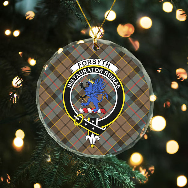 Forsyth Weathered Clan Badge Tartan Glass Ornament
