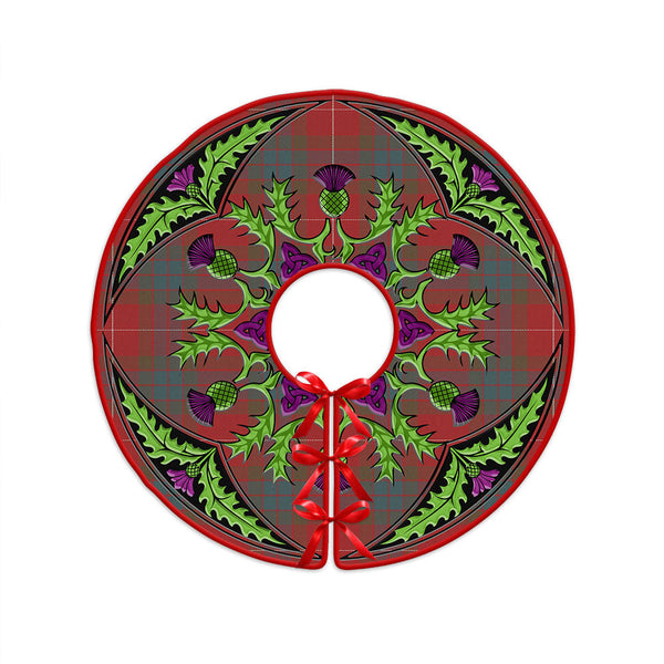 Fraser Weathered Clan Badge Tartan Christmas Tree Skirt Scottish Thistle Design