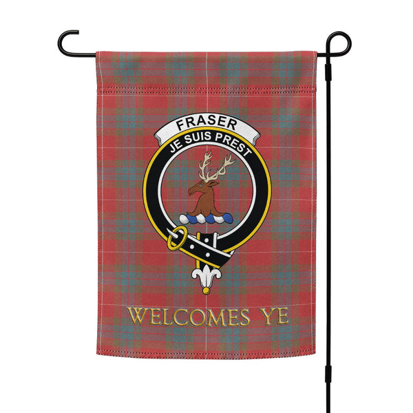 Fraser Weathered Clan Badge Tartan Garden Flag
