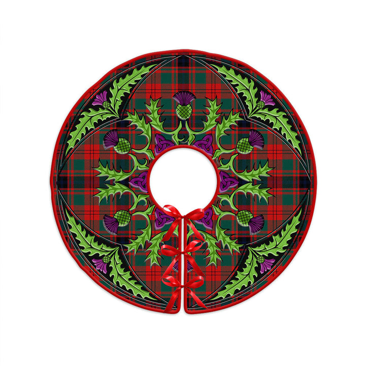 Fulton 1999 Modern Clan Badge Tartan Christmas Tree Skirt Scottish Thistle Design