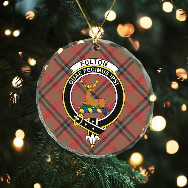 Fulton 1999 Weathered Clan Badge Tartan Glass Ornament