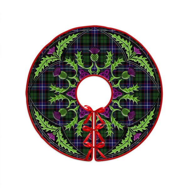 Galbraith Modern Clan Badge Tartan Christmas Tree Skirt Scottish Thistle Design
