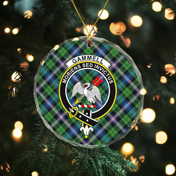 Gammell Ancient Clan Badge Tartan Glass Ornament