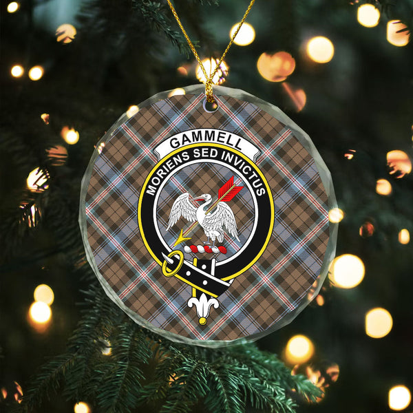 Gammell Weathered Clan Badge Tartan Glass Ornament