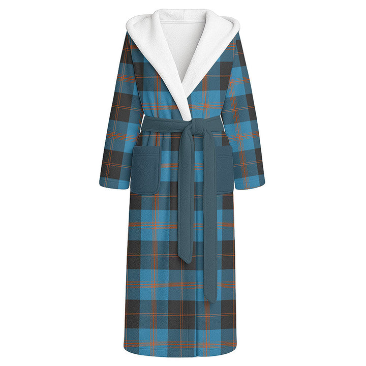 Garden Clan Badge Tartan Flannel Hooded Bathrobe