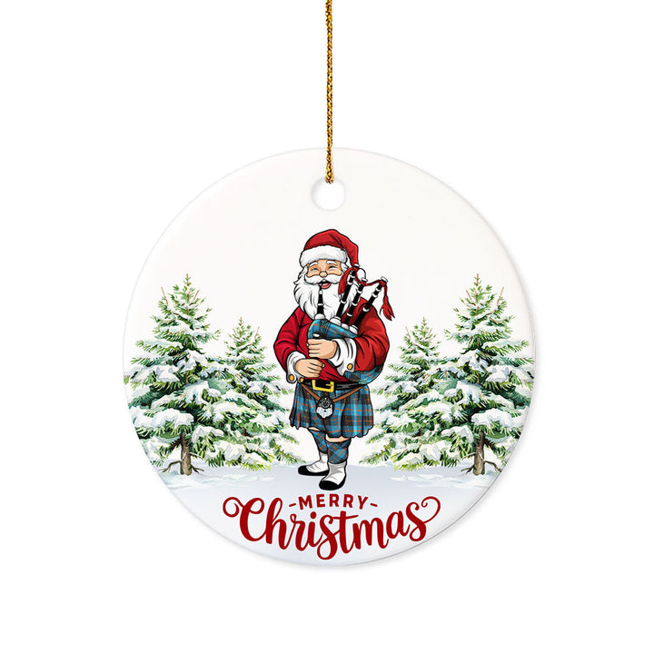 Garden Tartan Ceramic Ornament Santa