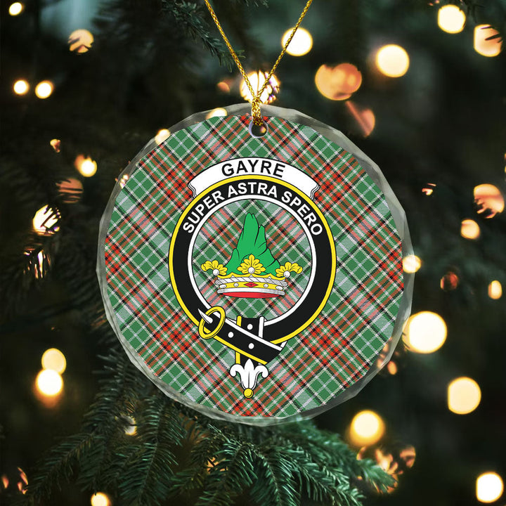Gayre Ancient Clan Badge Tartan Glass Ornament