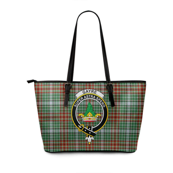 Gayre Ancient Clan Badge Tartan Leather Tote Bag