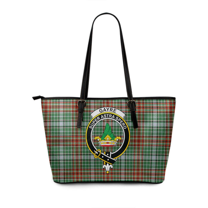 Gayre Ancient Clan Badge Tartan Leather Tote Bag