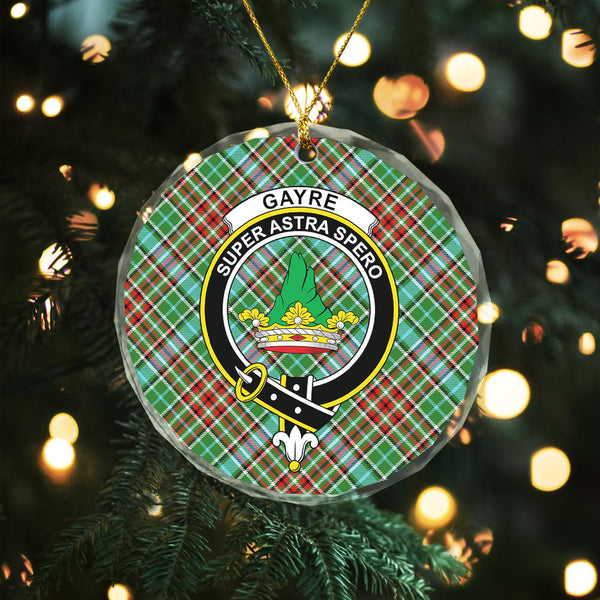 Gayre Modern Clan Badge Tartan Glass Ornament
