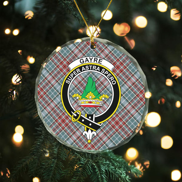 Gayre Weathered Clan Badge Tartan Glass Ornament
