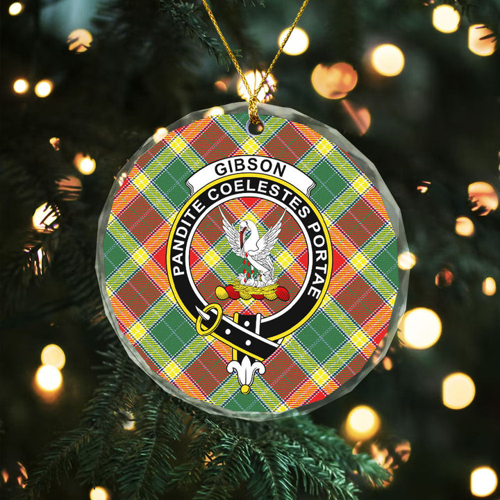 Gibson (Gibbs) Modern Clan Badge Tartan Glass Ornament