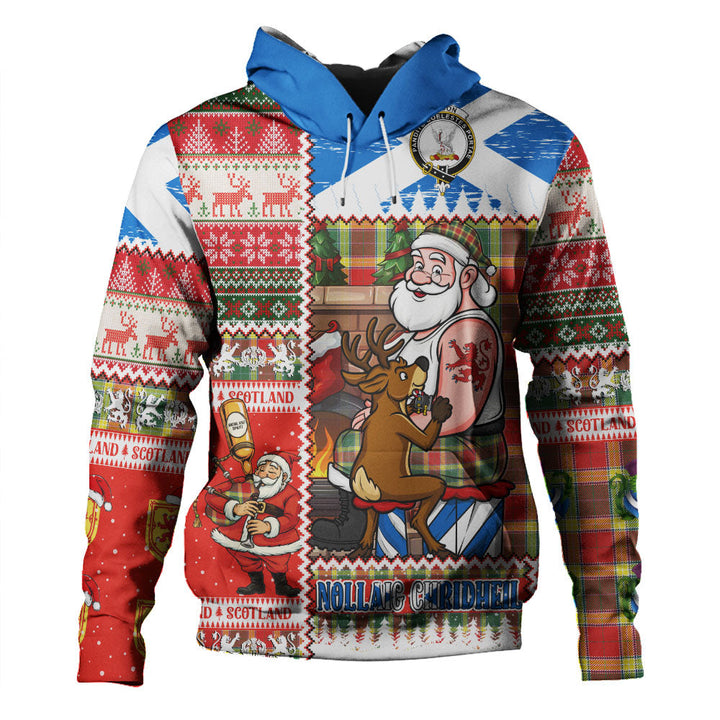 Gibson (Gibbs) Modern Clan Badge Tartan Hoodie Scottish Santa Tattoo Christmas Comic Patchwork Style