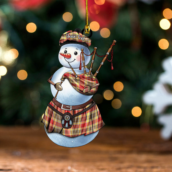 Gibson (Gibbs) Weathered Clan Badge Tartan Wood Acrylic Ornament Snowman Bagpipe Personalized
