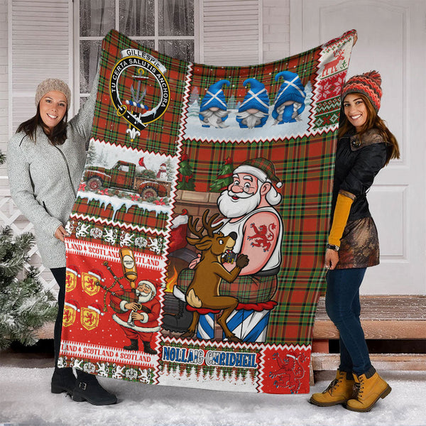Gillespie Ancient Clan Badge Tartan Blanket Scotland Santa Tattoo Christmas Comic Patchwork Style
