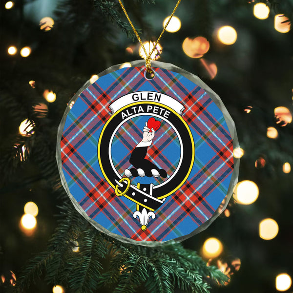 Glenn Ancient Clan Badge Tartan Glass Ornament