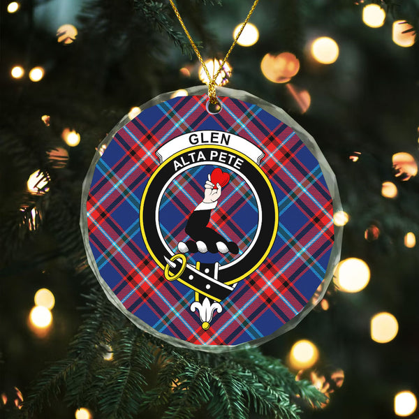 Glenn Modern Clan Badge Tartan Glass Ornament