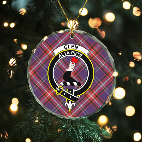 Glenn Weathered Clan Badge Tartan Glass Ornament