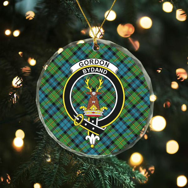 Gordon Ancient Clan Badge Tartan Glass Ornament