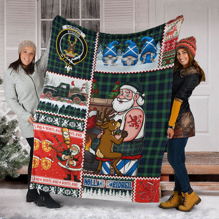 Gordon Modern Clan Badge Tartan Blanket Scotland Santa Tattoo Christmas Comic Patchwork Style