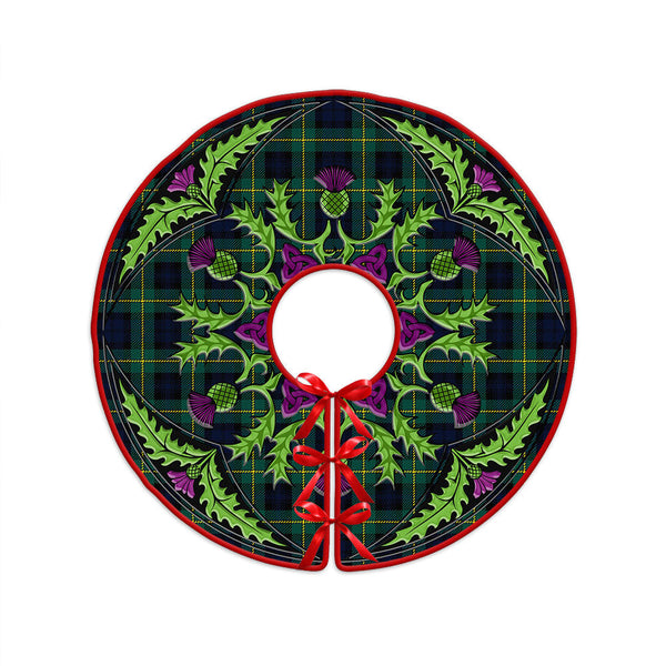 Gordon Modern Clan Badge Tartan Christmas Tree Skirt Scottish Thistle Design