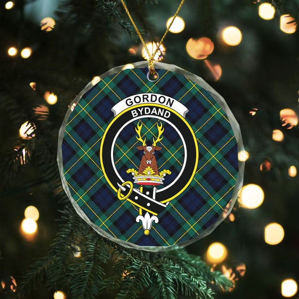 Gordon Modern Clan Badge Tartan Glass Ornament