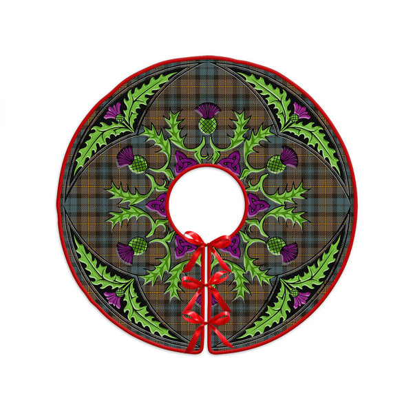 Gordon Weathered Clan Badge Tartan Christmas Tree Skirt Scottish Thistle Design