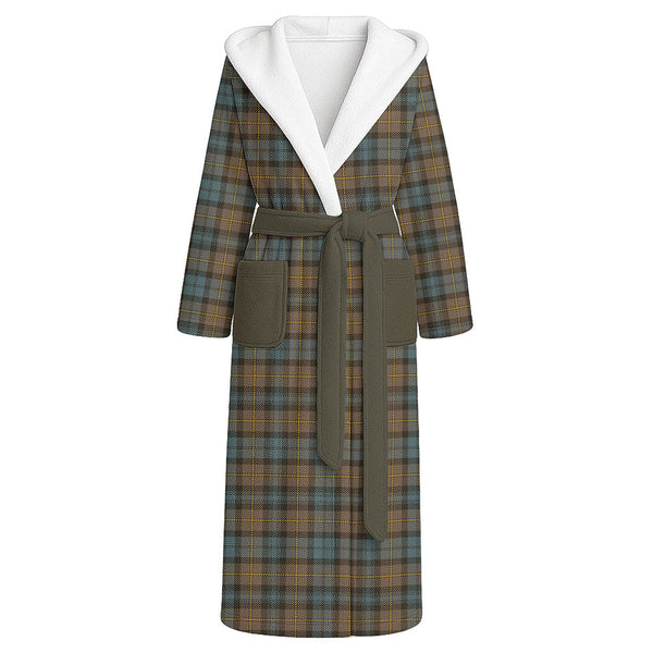 Gordon Weathered Clan Badge Tartan Flannel Hooded Bathrobe
