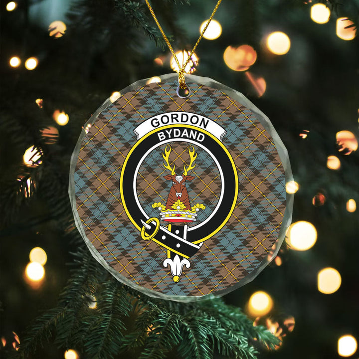 Gordon Weathered Clan Badge Tartan Glass Ornament