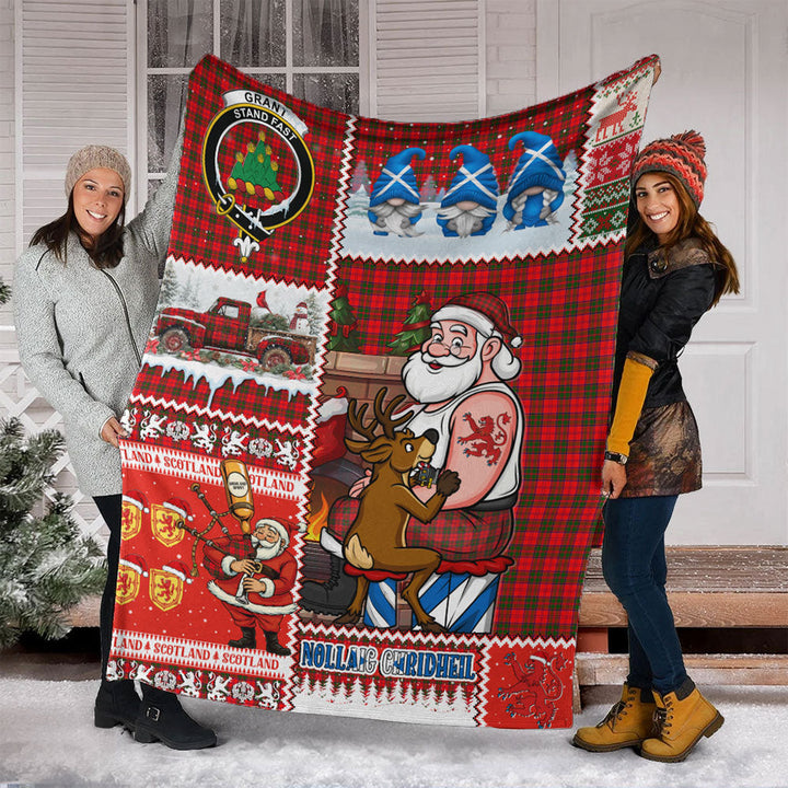 Grant Modern Clan Badge Tartan Blanket Scotland Santa Tattoo Christmas Comic Patchwork Style