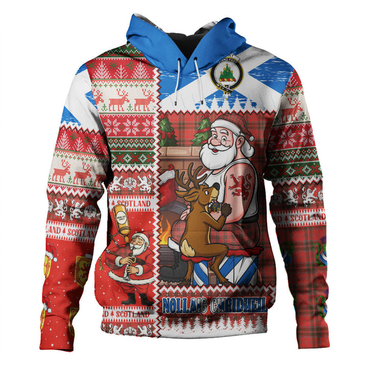 Grant Weathered Clan Badge Tartan Hoodie Scottish Santa Tattoo Christmas Comic Patchwork Style