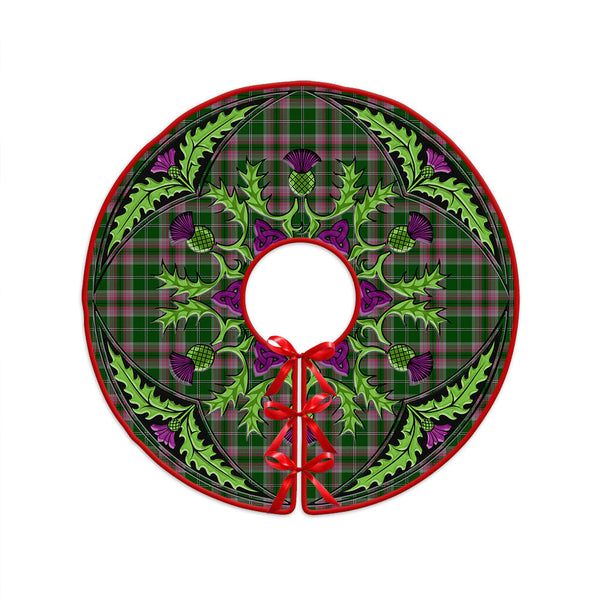 Gray Hunting Clan Badge Tartan Christmas Tree Skirt Scottish Thistle Design