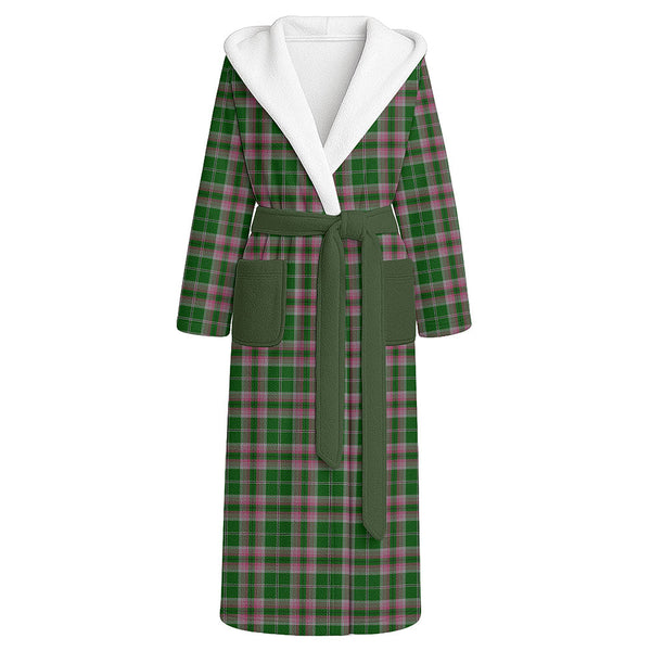 Gray Hunting Clan Badge Tartan Flannel Hooded Bathrobe