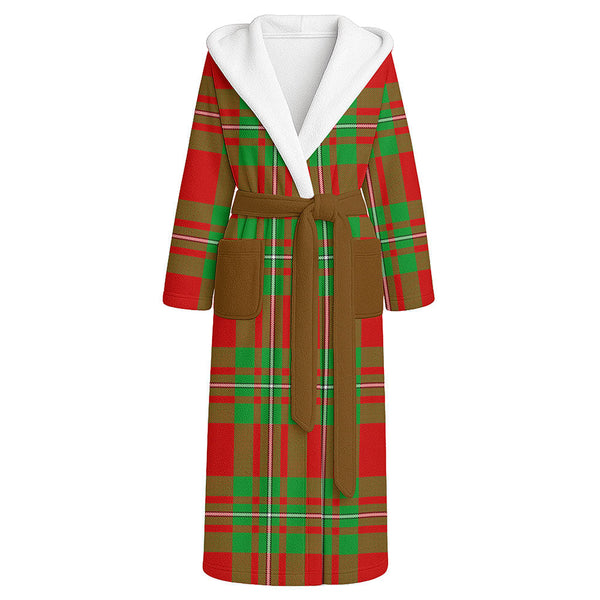 Grierson Clan Badge Tartan Flannel Hooded Bathrobe