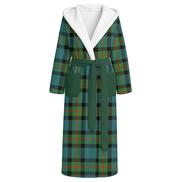 Gunn Ancient Clan Badge Tartan Flannel Hooded Bathrobe