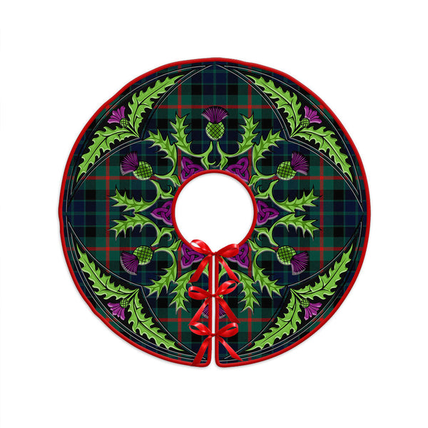 Gunn Modern Clan Badge Tartan Christmas Tree Skirt Scottish Thistle Design
