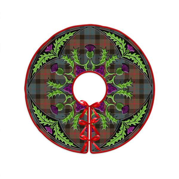 Gunn Weathered Clan Badge Tartan Christmas Tree Skirt Scottish Thistle Design