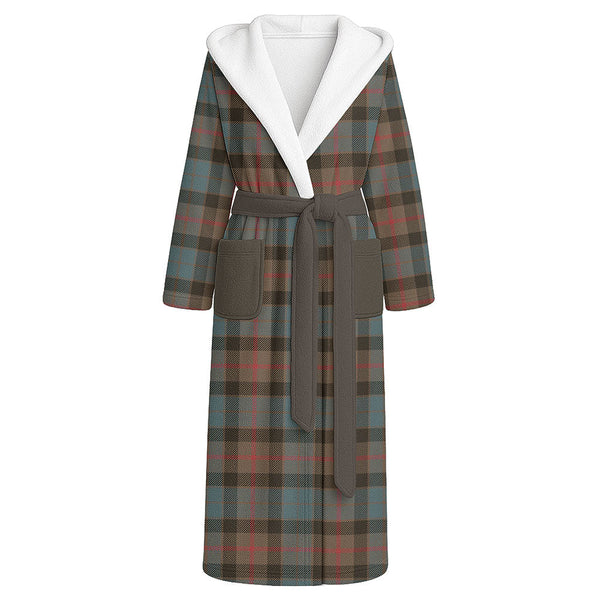 Gunn Weathered Clan Badge Tartan Flannel Hooded Bathrobe