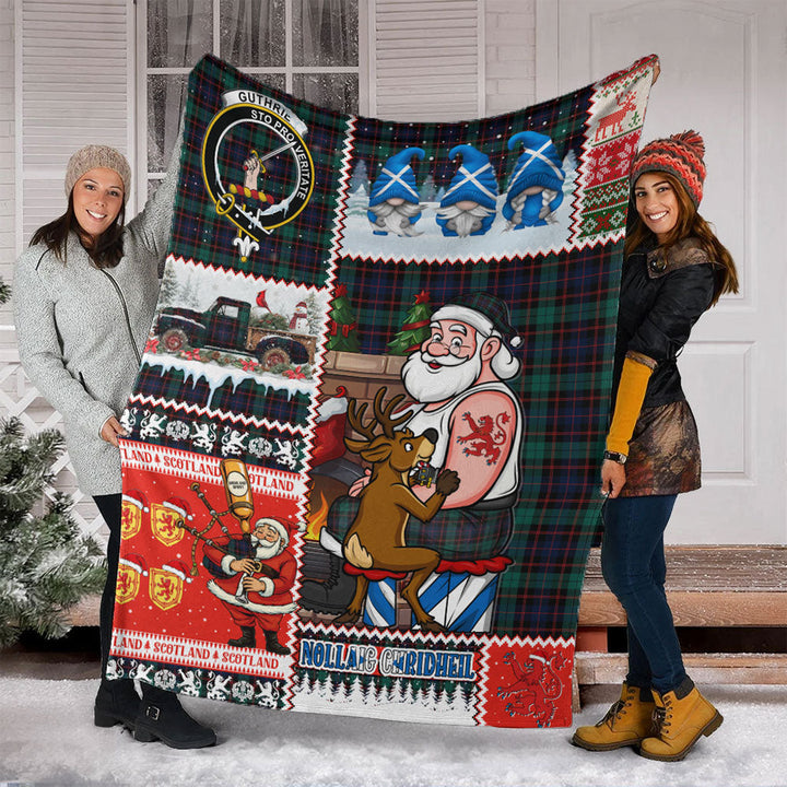 Guthrie Modern Clan Badge Tartan Blanket Scotland Santa Tattoo Christmas Comic Patchwork Style