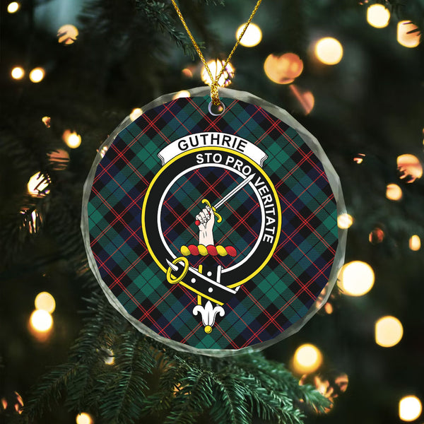 Guthrie Modern Clan Badge Tartan Glass Ornament